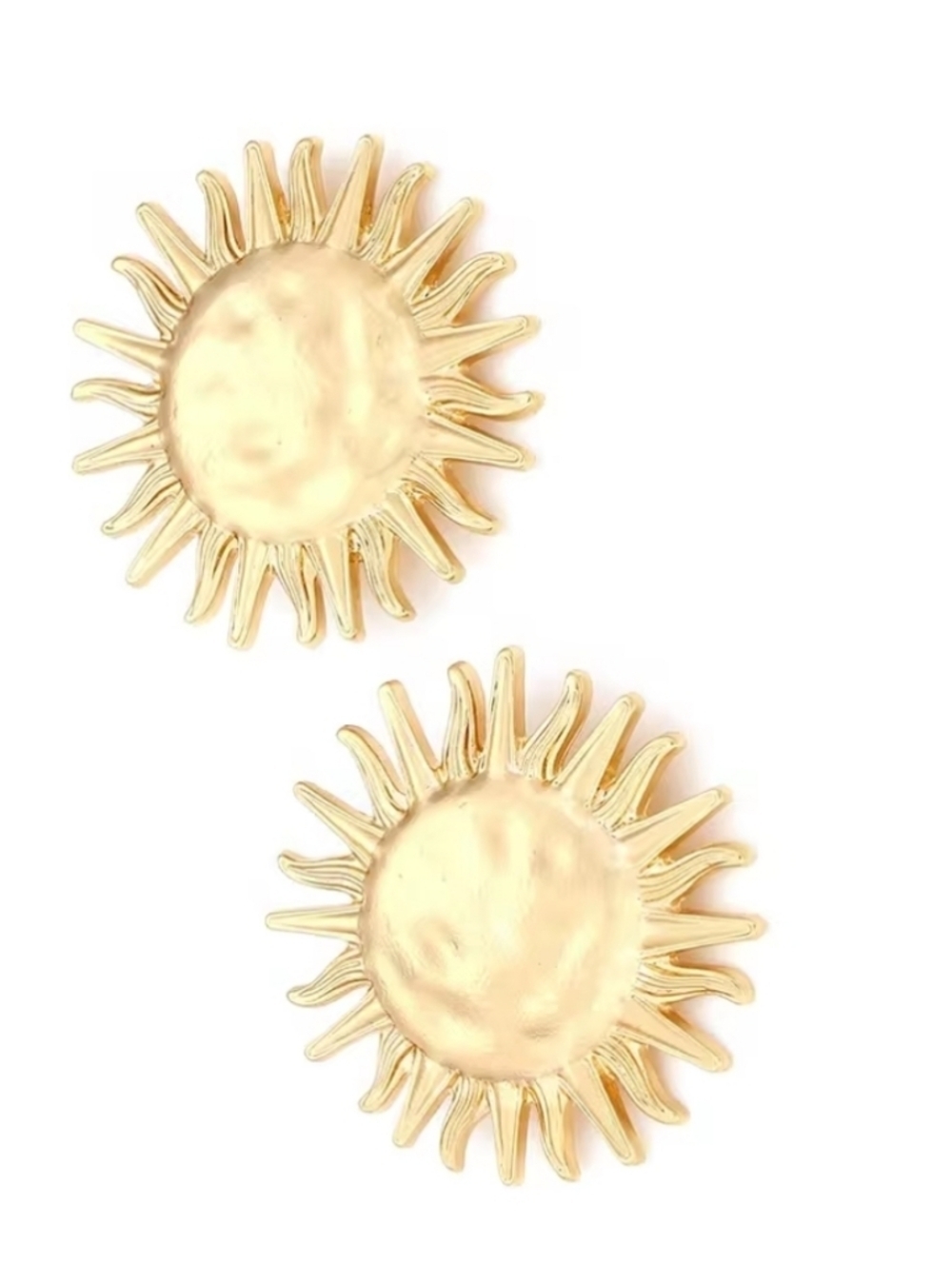 New! Gold Sun Sunburst Hammered Earrings • 1025 NWOT